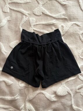 lululemon athletica Black High-Waist Athletic Shorts with Flared Waistband